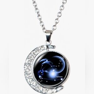 Silver Capricorn Zodiac Pendant Necklace